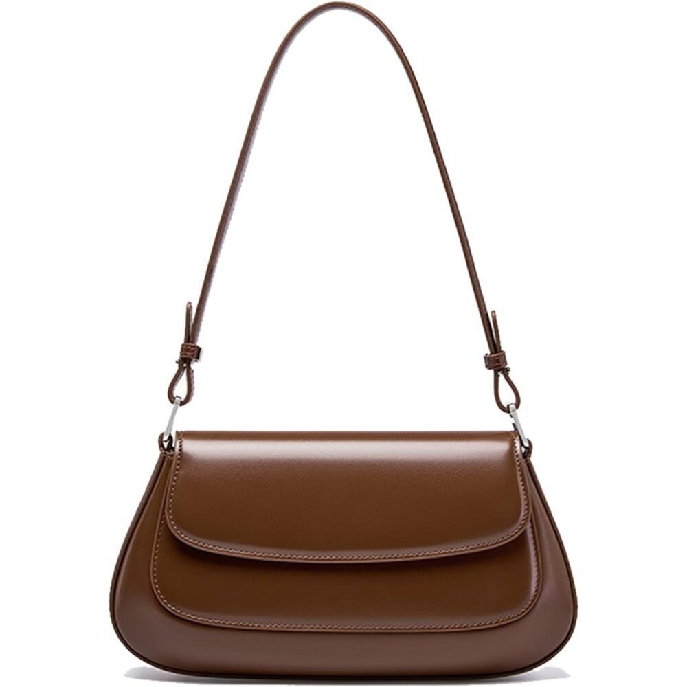 Women Small Leather Saddle Bag Crossbody Purse with Adjustable Strap